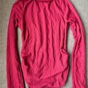 SHEIN Hot Pink Cable Knit Long-Sleeve Sweater